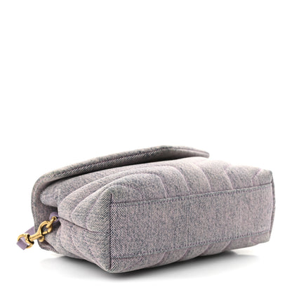 Saint Laurent Denim Y Quilted Monogram Toy Loulou Crossbody Bag Bleached Lilac 4 of 10