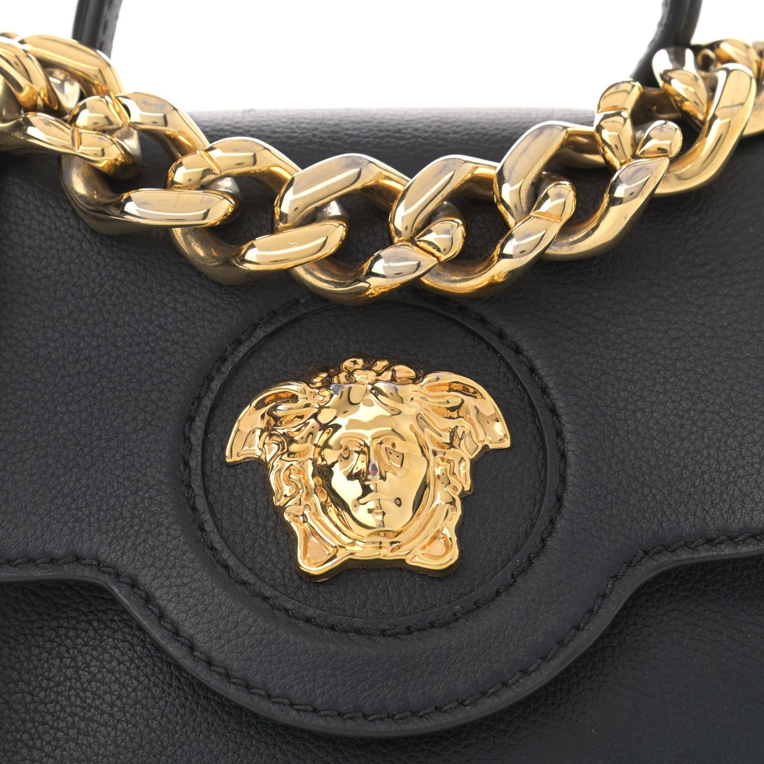 Versace Grained Calfskin Small La Medusa Top Handle Bag Black 7 of 13