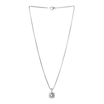 David Yurman Sterling Silver Diamond Prasiolite 7mm Petite Albion Pendant Necklace 3 of 6