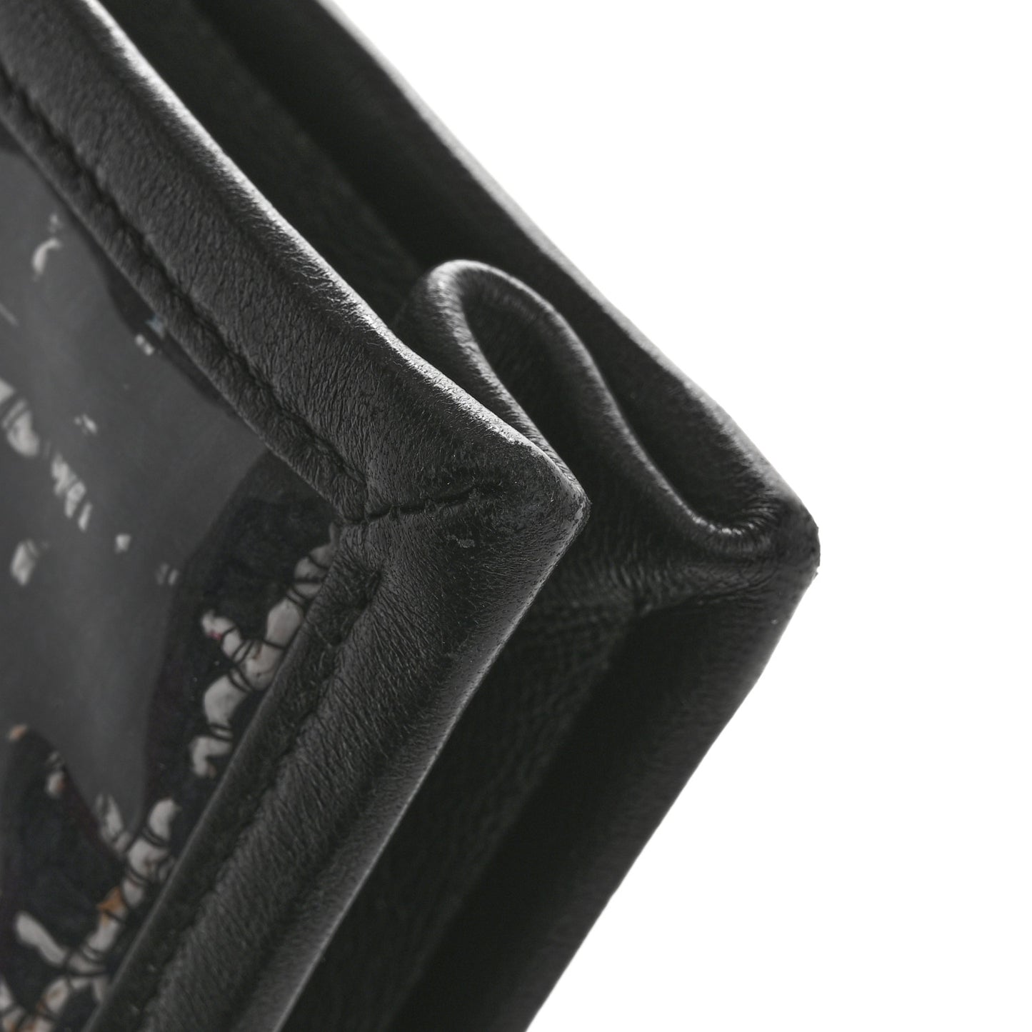 Tweed PVC Lambskin Wristlet Pouch Black