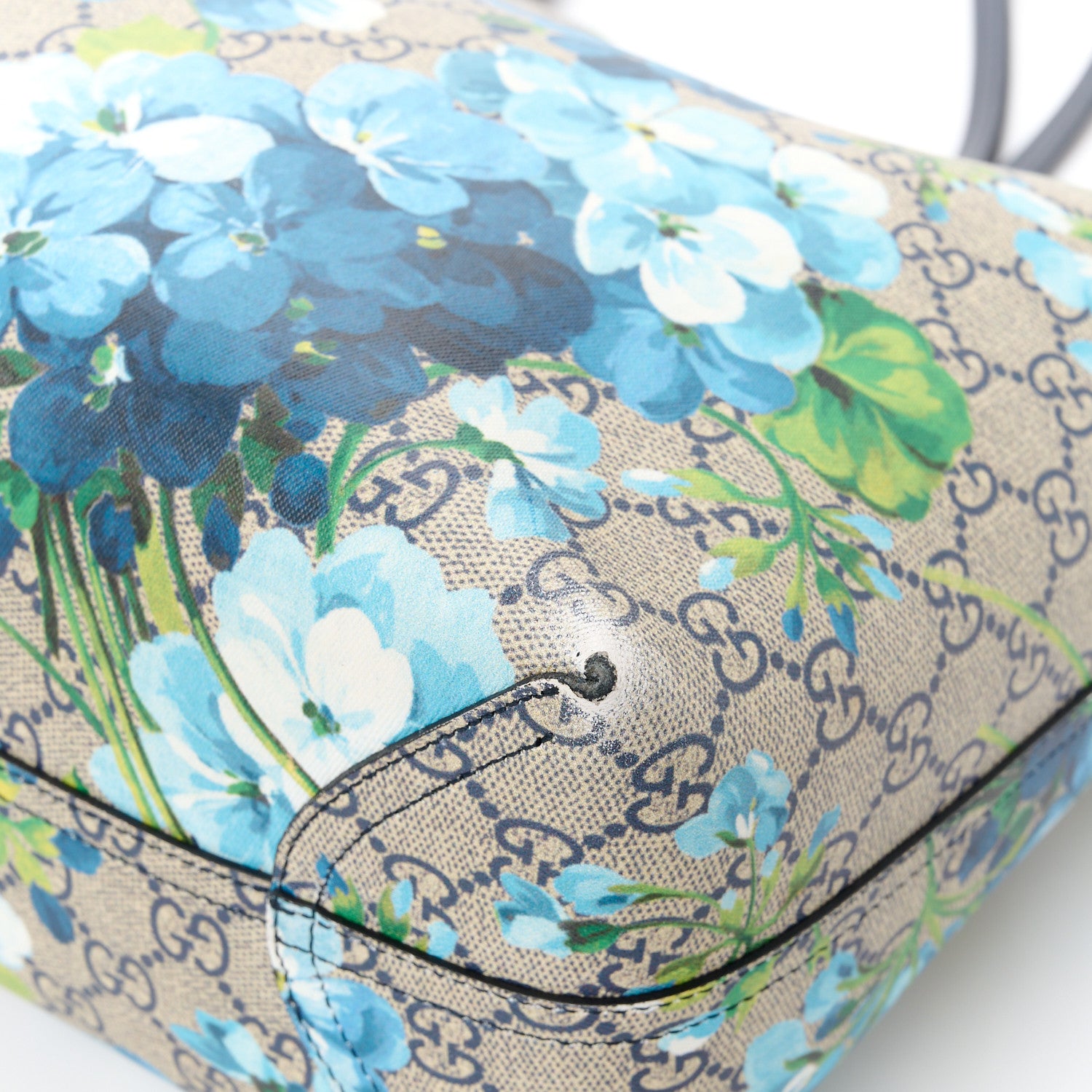 Gucci GG Supreme Monogram Blooms Medium Reversible Tote Beige Blue Navy 22 of 24