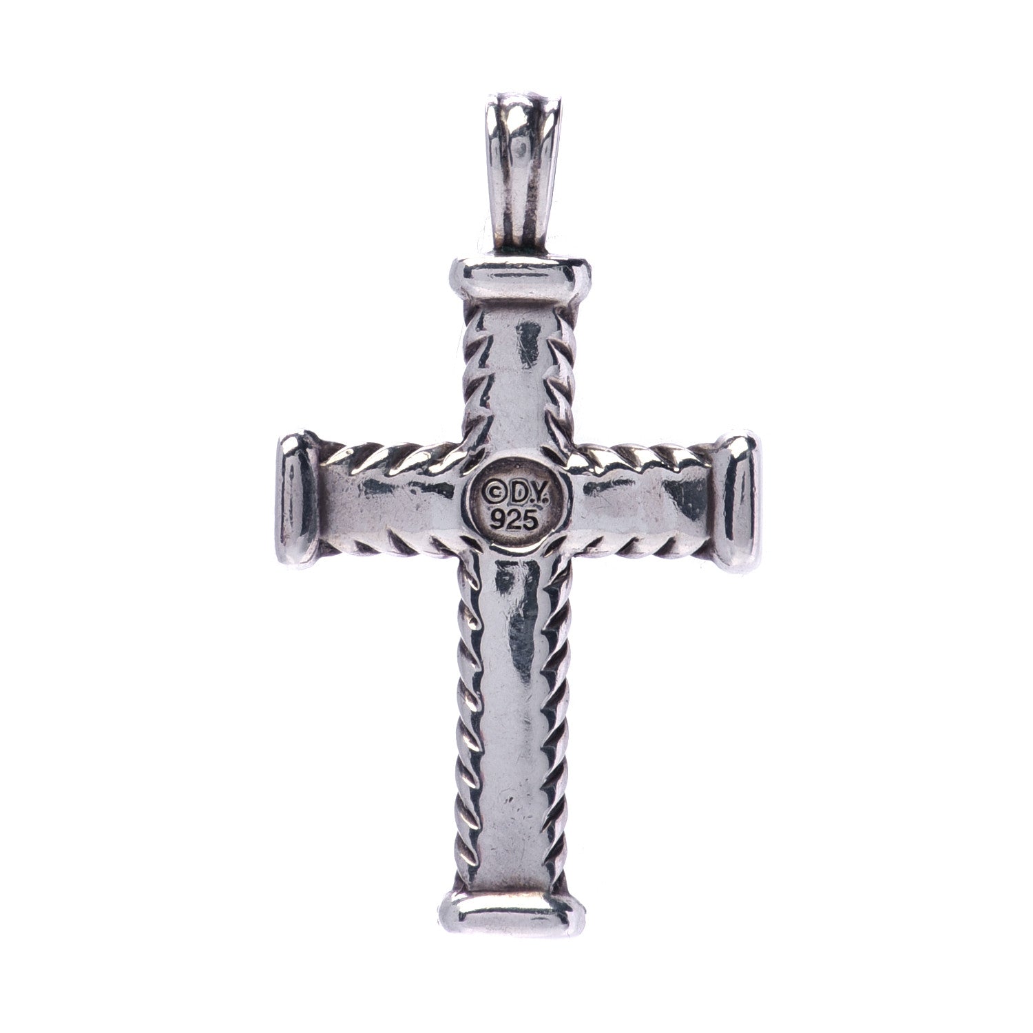 David Yurman Sterling Silver Diamond Chevron Cross Pendant 3 of 5