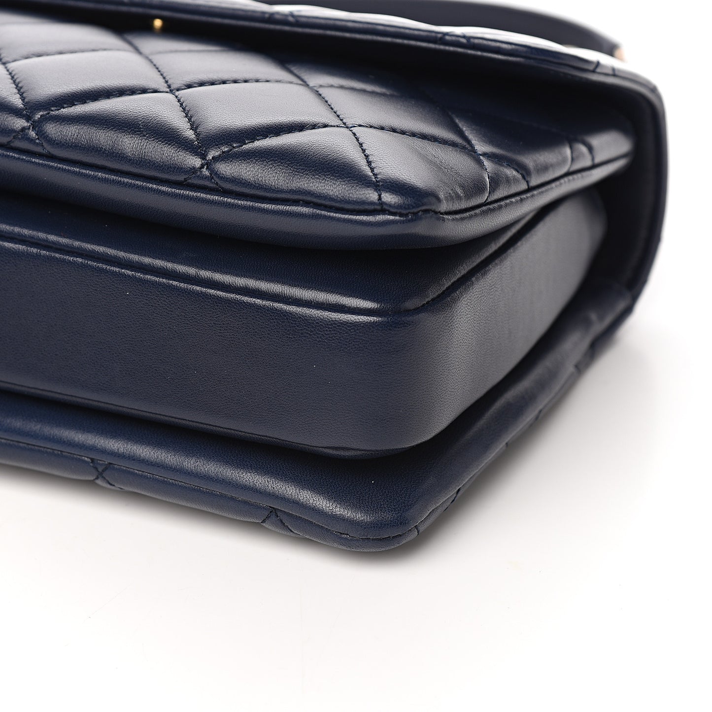 Lambskin Quilted Small Trendy CC Flap Dual Handle Bag Navy