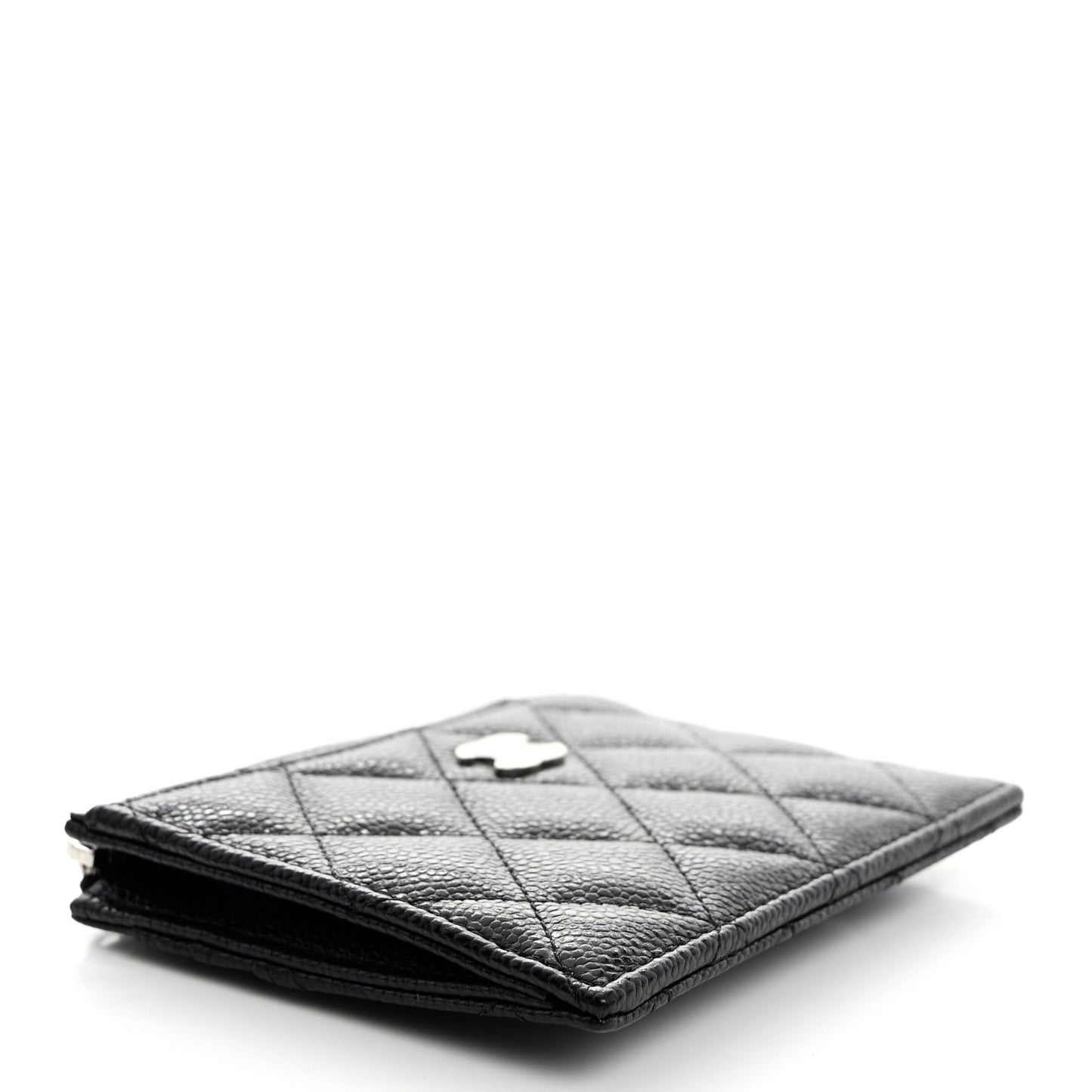 Caviar Quilted CC Zip Card Holder Black