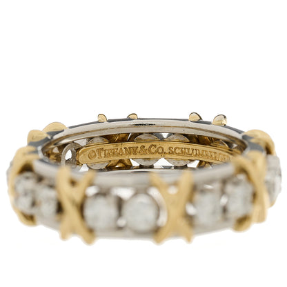 Tiffany Platinum 18K Yellow Gold Diamond Schlumberger Sixteen Stone Ring 55 7.25 5 of 6