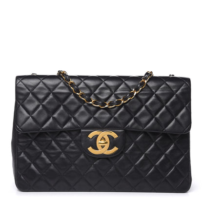 Chanel Lambskin Quilted XL Jumbo Single Flap Black 1 of 18