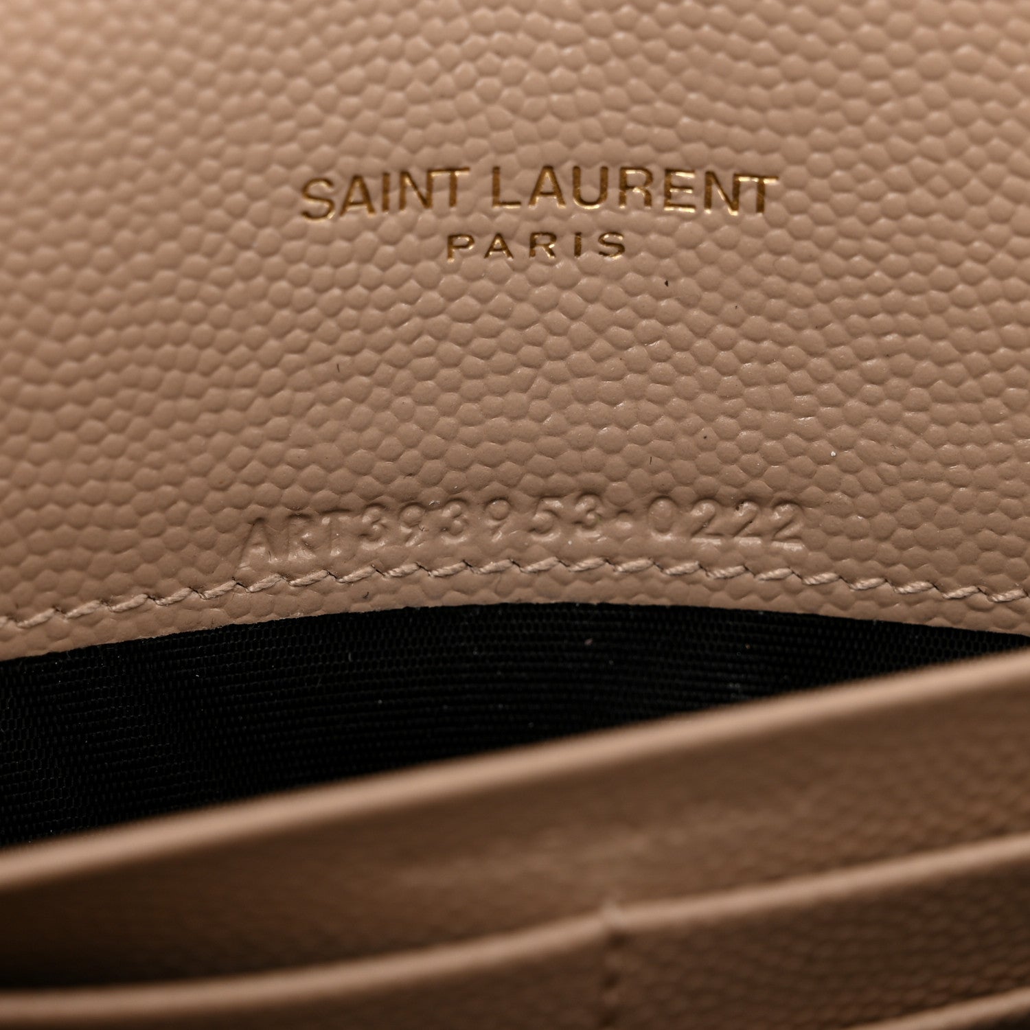 Saint Laurent Grain De Poudre Matelasse Chevron Monogram Envelope Chain Wallet Dark Beige 7 of 12