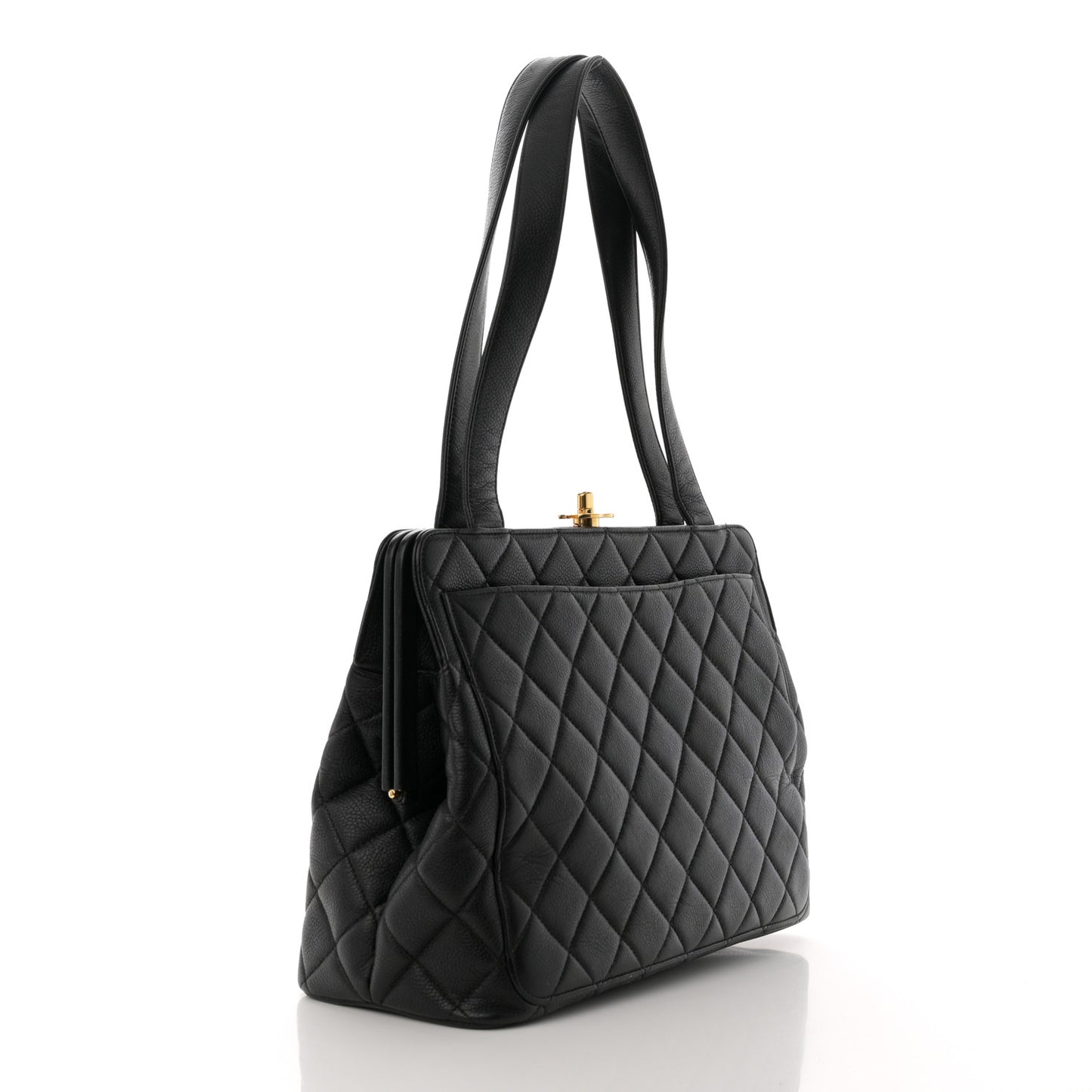 Caviar Quilted Frame Shoulder Bag Black