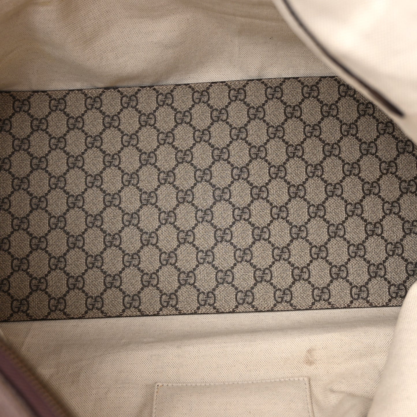 GG Supreme Monogram Textured Dollar Calfskin Web Large Savoy Duffle Bag Beige Ebony New Acero