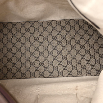 Gucci GG Supreme Monogram Textured Dollar Calfskin Web Large Savoy Duffle Bag Beige Ebony New Acero 4 of 15