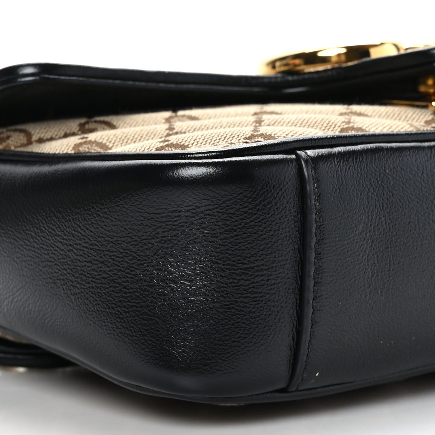 Monogram Matelasse Diagonal Mini GG Marmont Shoulder Bag Beige Black