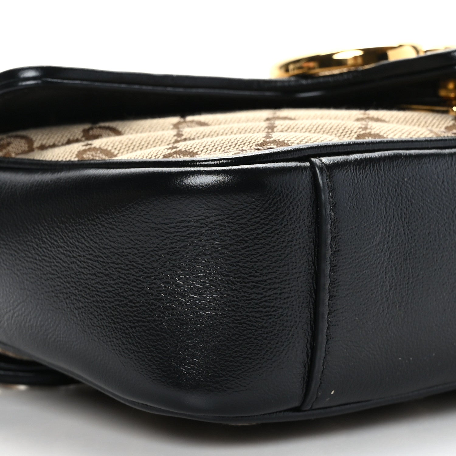 Gucci Monogram Matelasse Diagonal Mini GG Marmont Shoulder Bag Beige Black 8 of 9