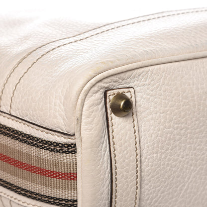 Burberry Calfskin Stripe Bucket Hobo Bag Off White 18 of 19