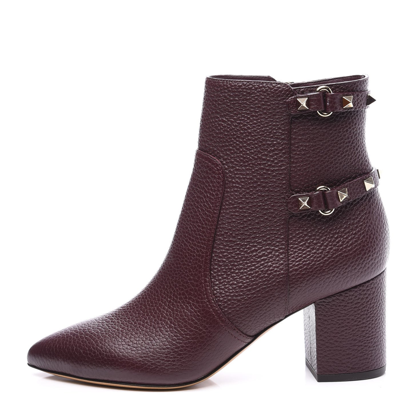 Pebbled Calfskin Rockstud 70mm Ankle Boots 40 Rubin