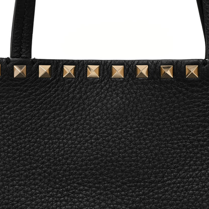 Valentino Garavani Grained Calfskin Rockstud Shoulder Tote Black 7 of 10