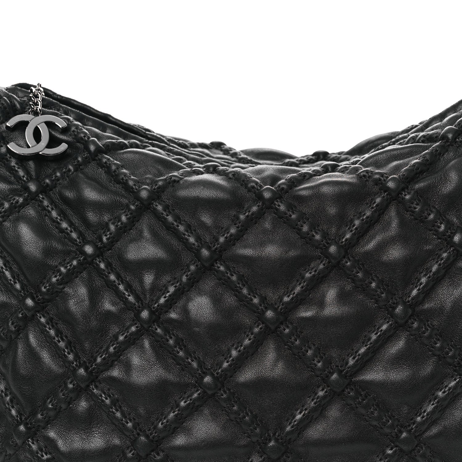 Chanel Lambskin Quilted Hidden Chain Hobo Black 8 of 11
