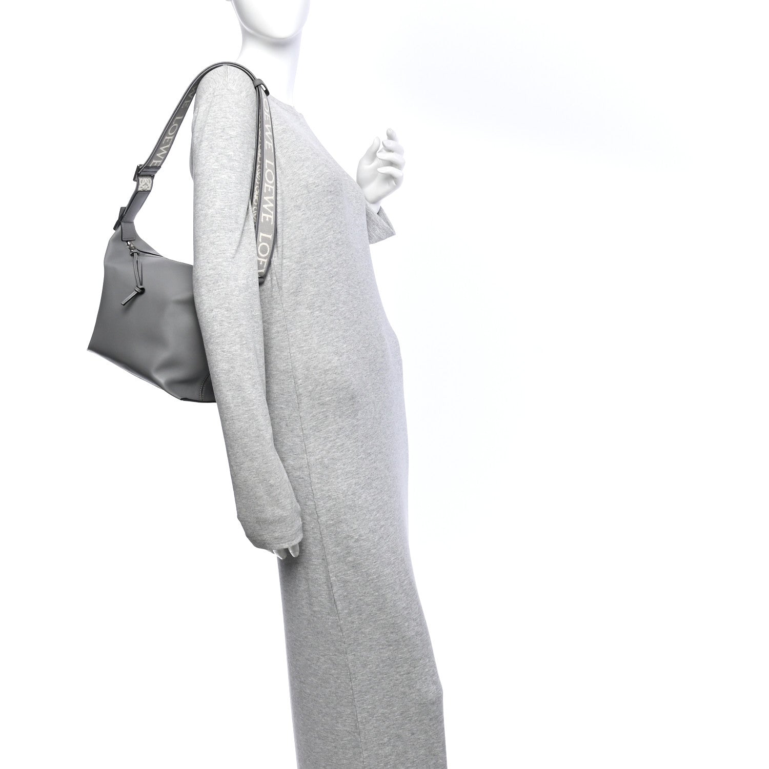 Loewe Supple Smooth Calfskin Jacquard Small Cubi Crossbody Bag Asphalt Grey 2 of 10