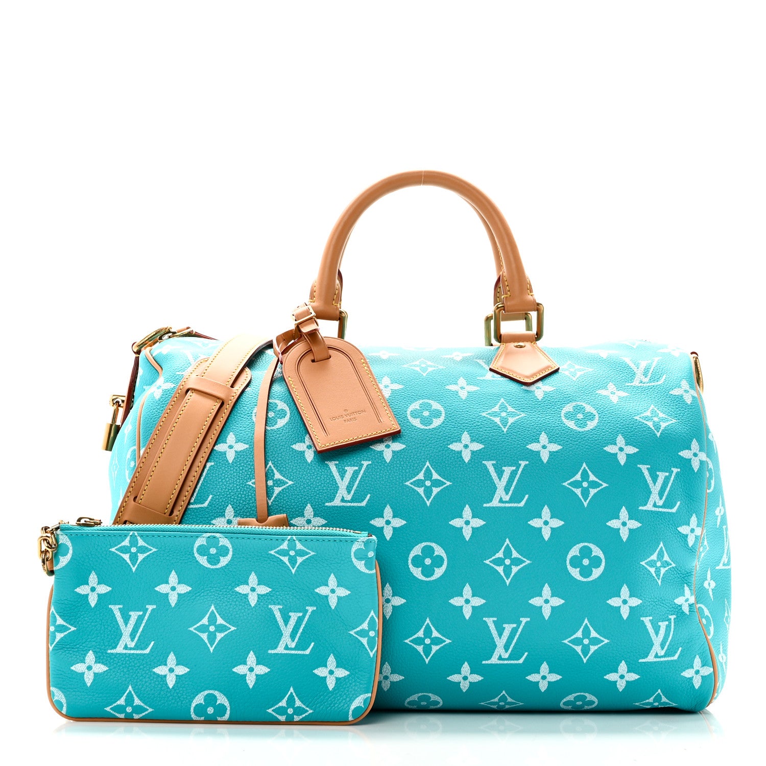 ルイヴィトン　コンセイエ Louis Vuitton Calfskin Monogram Speedy P9 Bandouliere 40 Turquoise