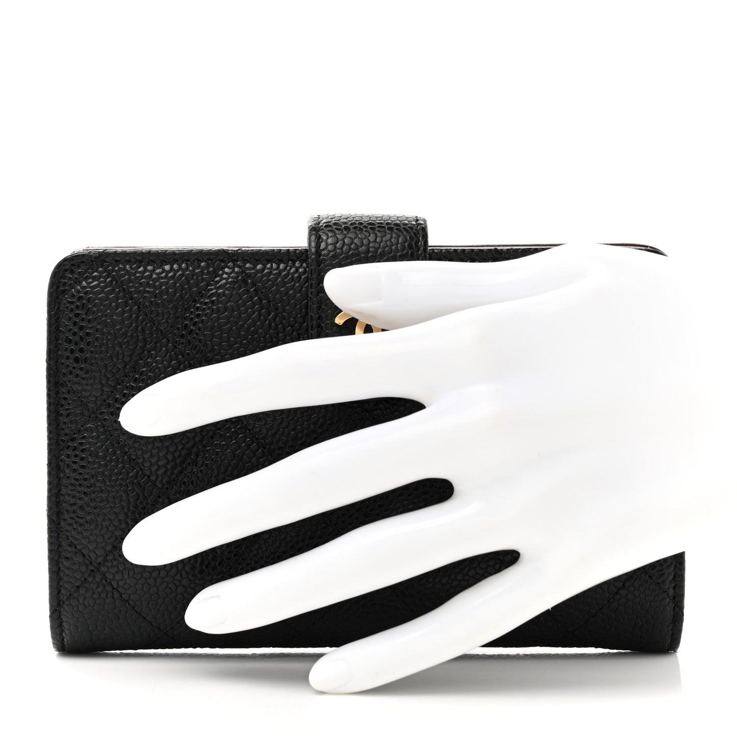 Caviar Quilted Zipped Pocket Wallet Black