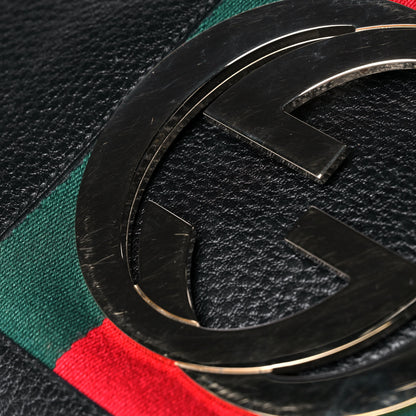 Gucci Pebbled Calfskin Web Blondie Hobo Black 11 of 12