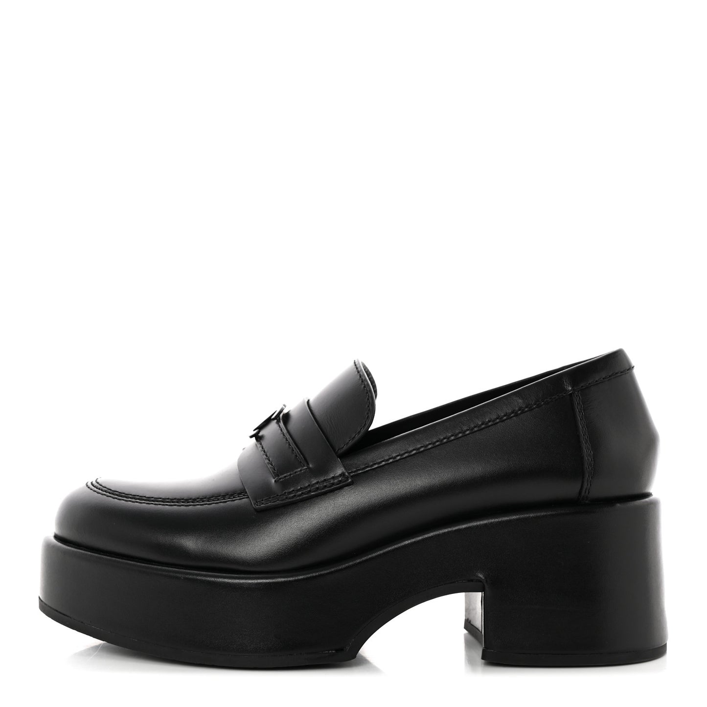 Calfskin CC Platform Loafers 37 Black
