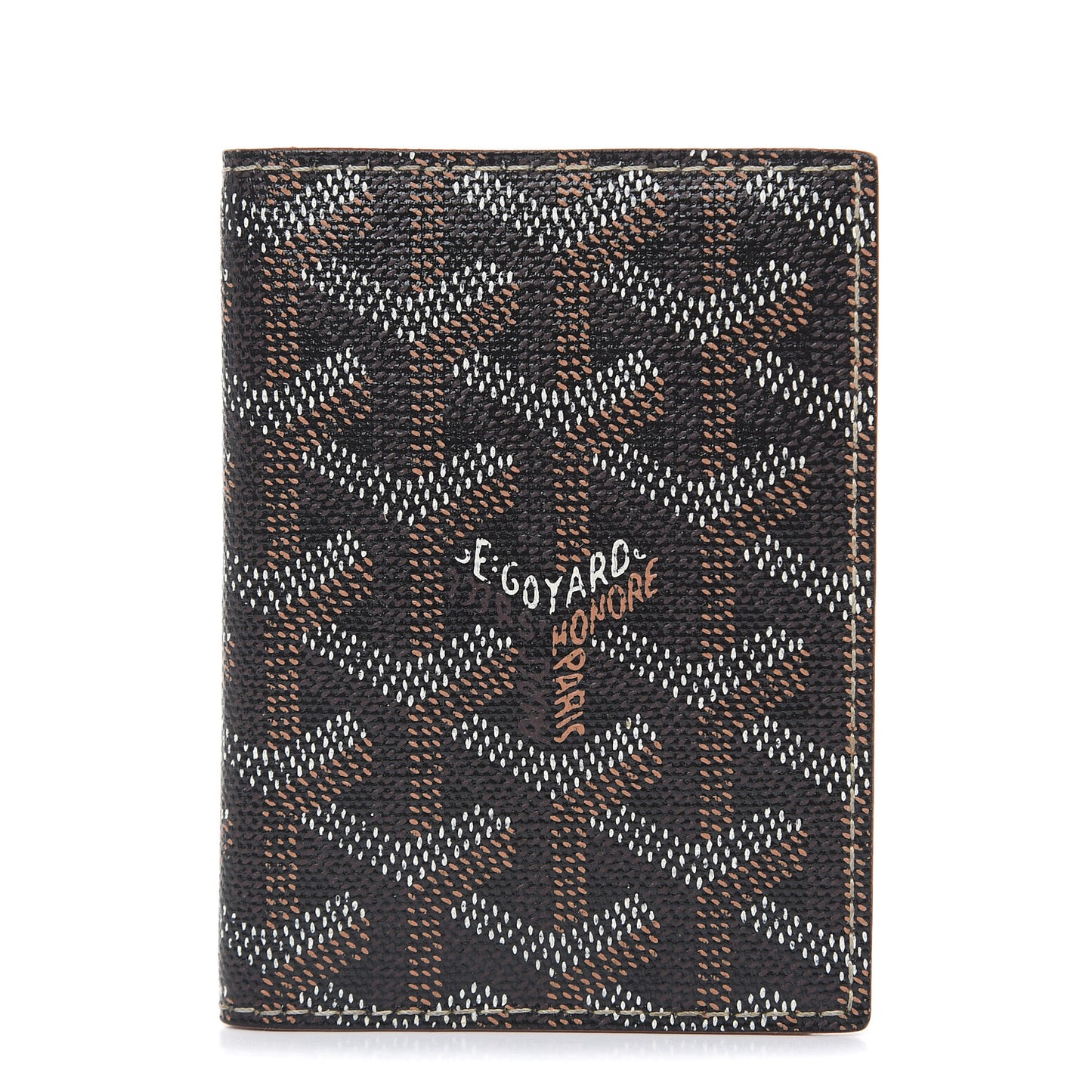 Goyardine Saint Marc Folding Card Case Black Gold