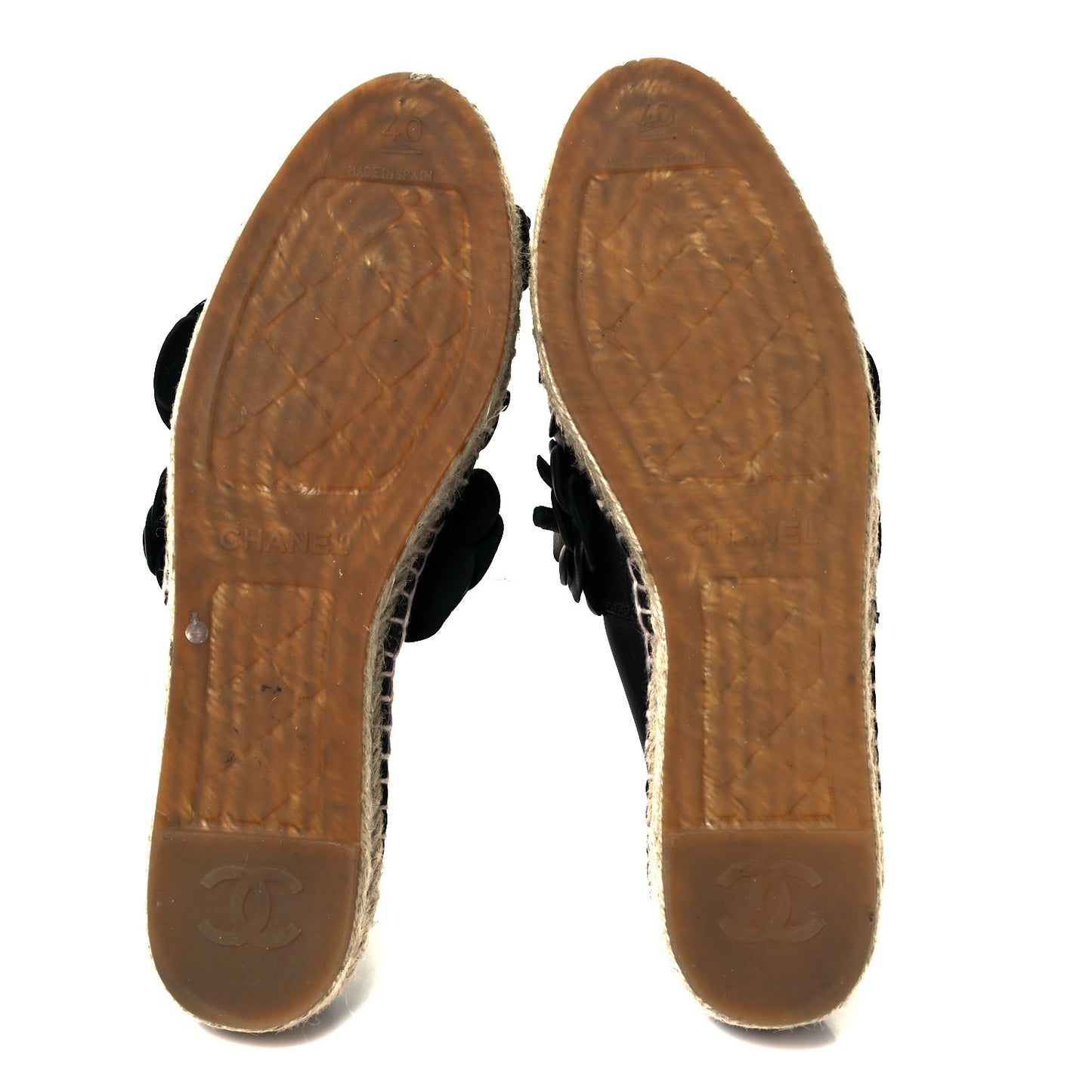 Lambskin Camellia CC Espadrilles 40 Black