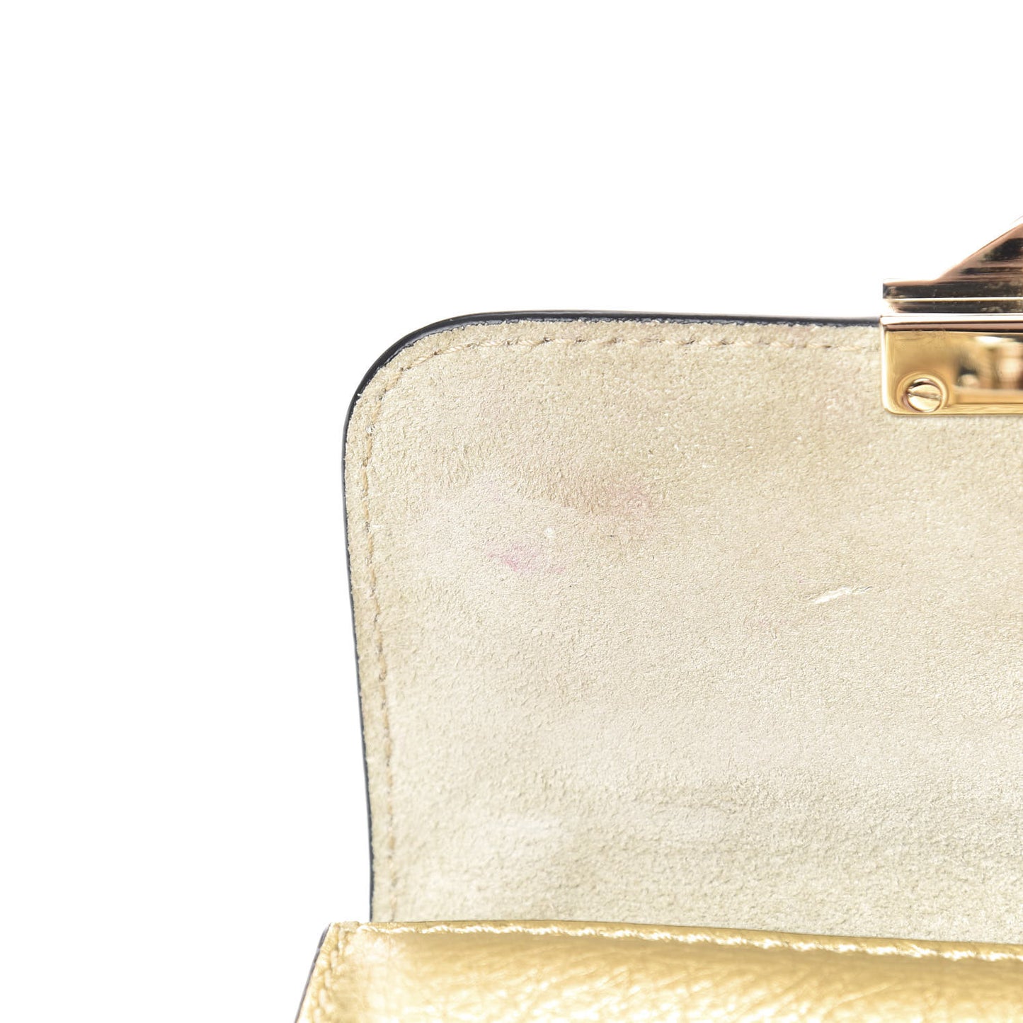Metallic Vitello Small Glam Lock Rockstud Flap Gold