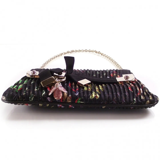 Gucci Silk Flower Garden Bumble Bee Charm Pochette Black 5 of 8
