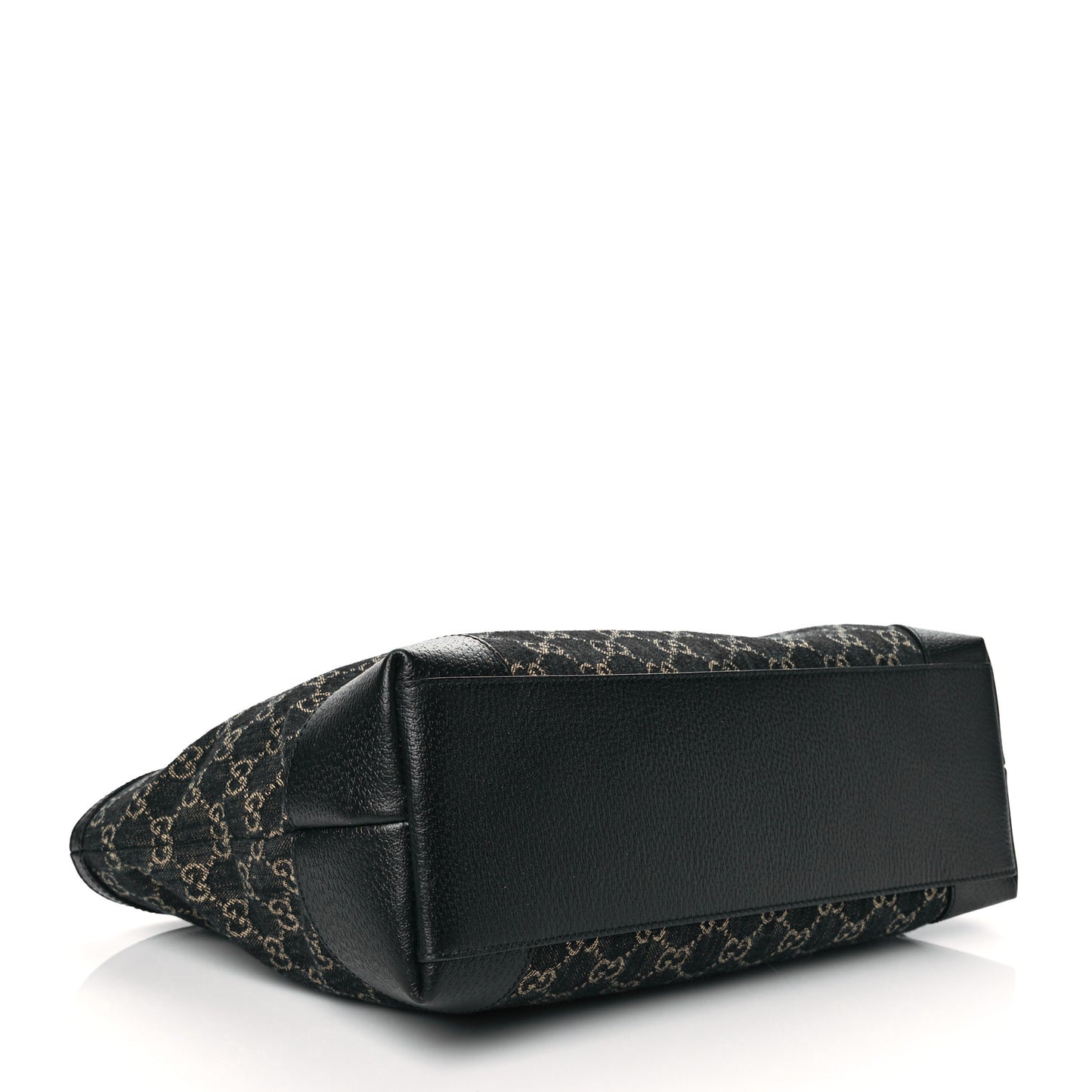 Jacquard Black Denim GG Monogram Medium Ophidia Shopping Tote Black Ivory