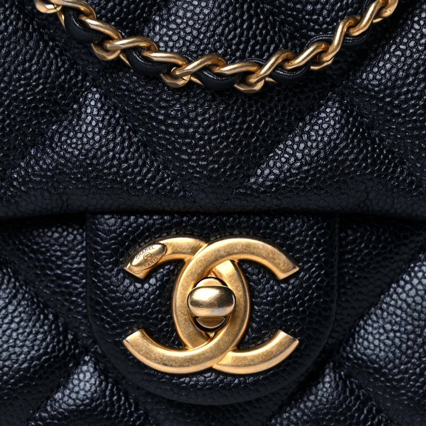 Iridescent Caviar Quilted Mini My Perfect Flap Black