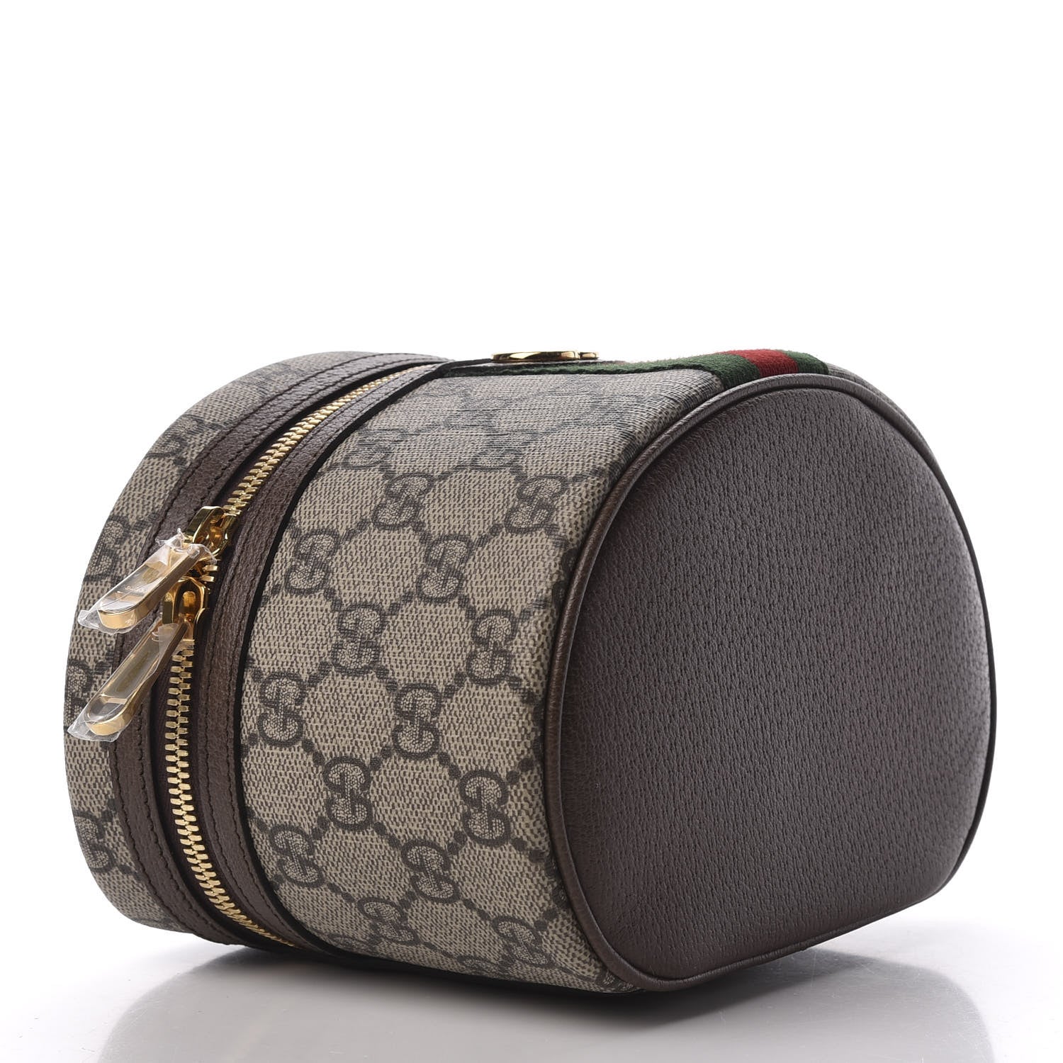 Gucci GG Supreme Monogram Textured Calfskin Web Ophidia Vanity Cosmetic Case Beige Ebony New Acero 5 of 9