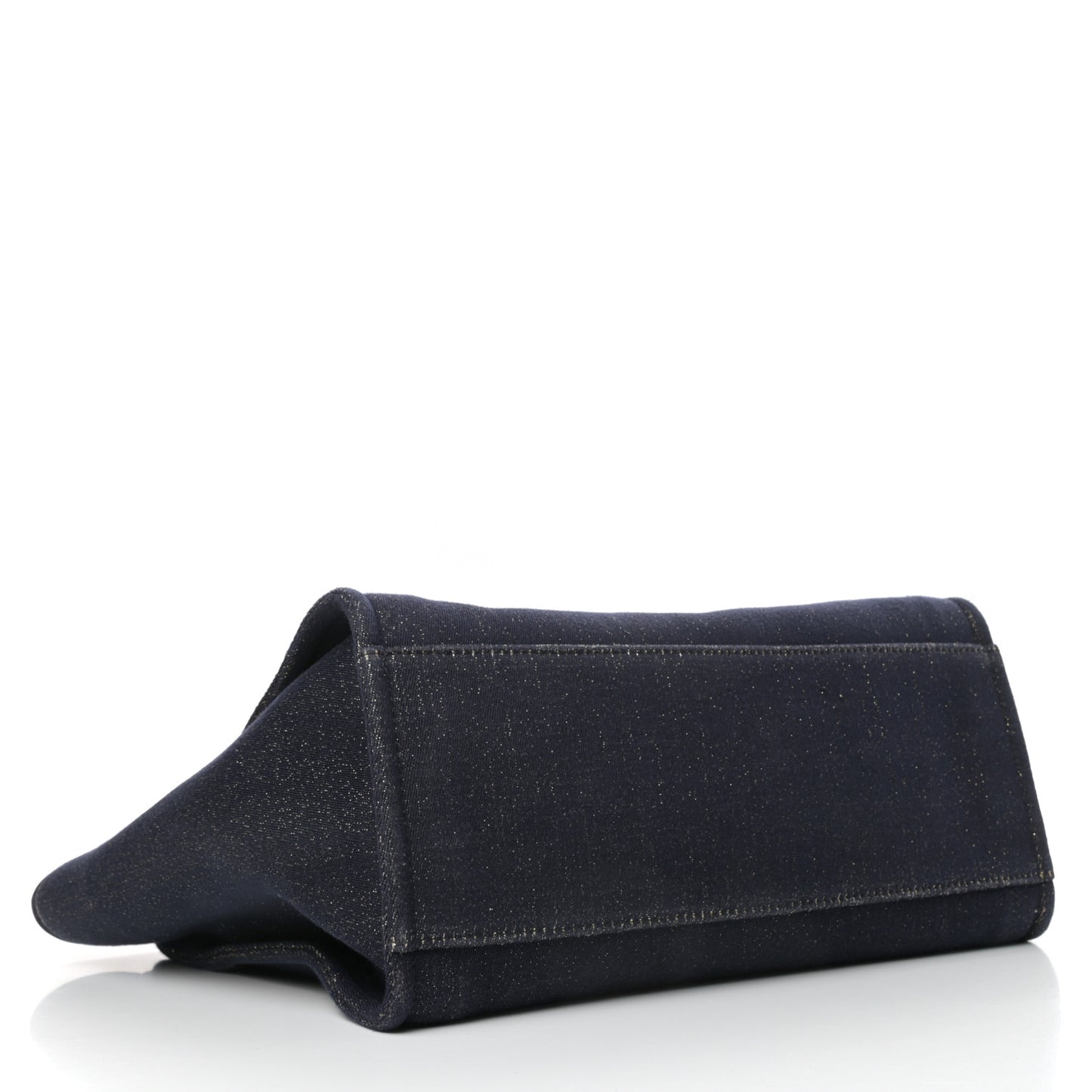 Lurex Canvas Medium Deauville Tote Navy Blue Gold