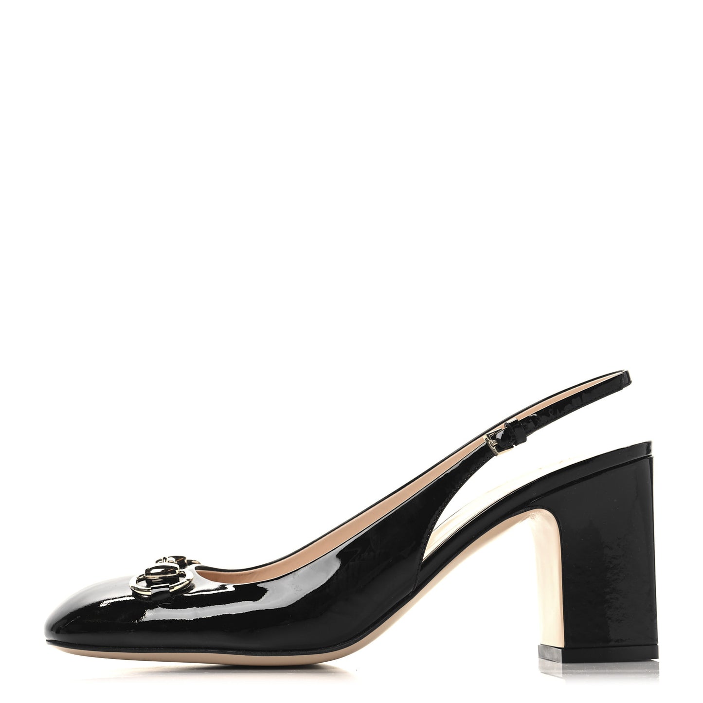 Vernice Crystal Horsebit Lady Slingback Pumps 38.5 Black