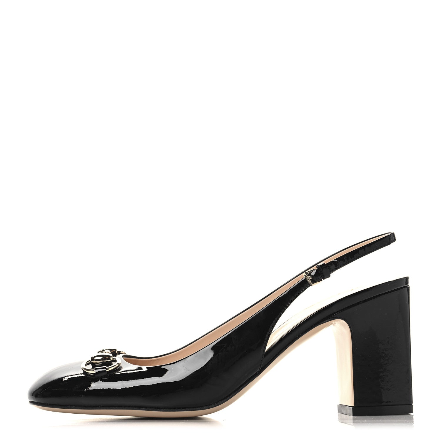 Gucci Vernice Crystal Horsebit Lady Slingback Pumps 38.5 Black 1 of 10