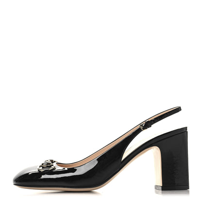 Gucci Vernice Crystal Horsebit Lady Slingback Pumps 38.5 Black 1 of 10