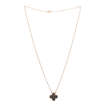Van Cleef & Arpels 18K Rose Gold Gray Mother of Pearl Vintage Alhambra Pendant Necklace 3 of 5