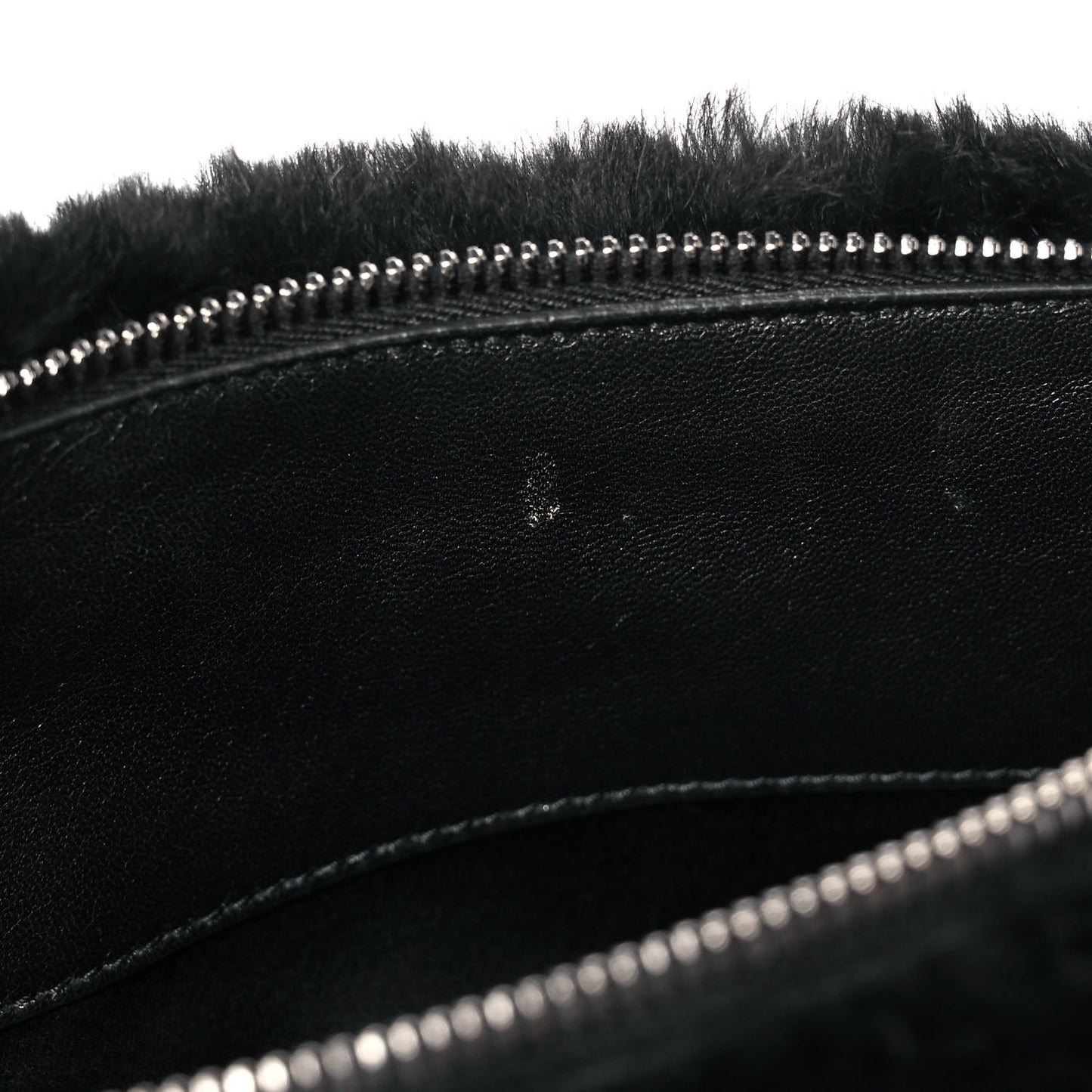Rabbit Fur Embellished Crossbody Black