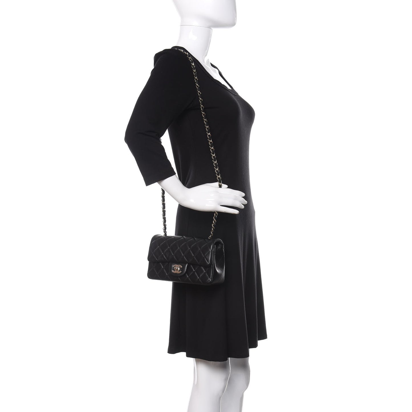 Lambskin Quilted Mini Rectangular Flap Black