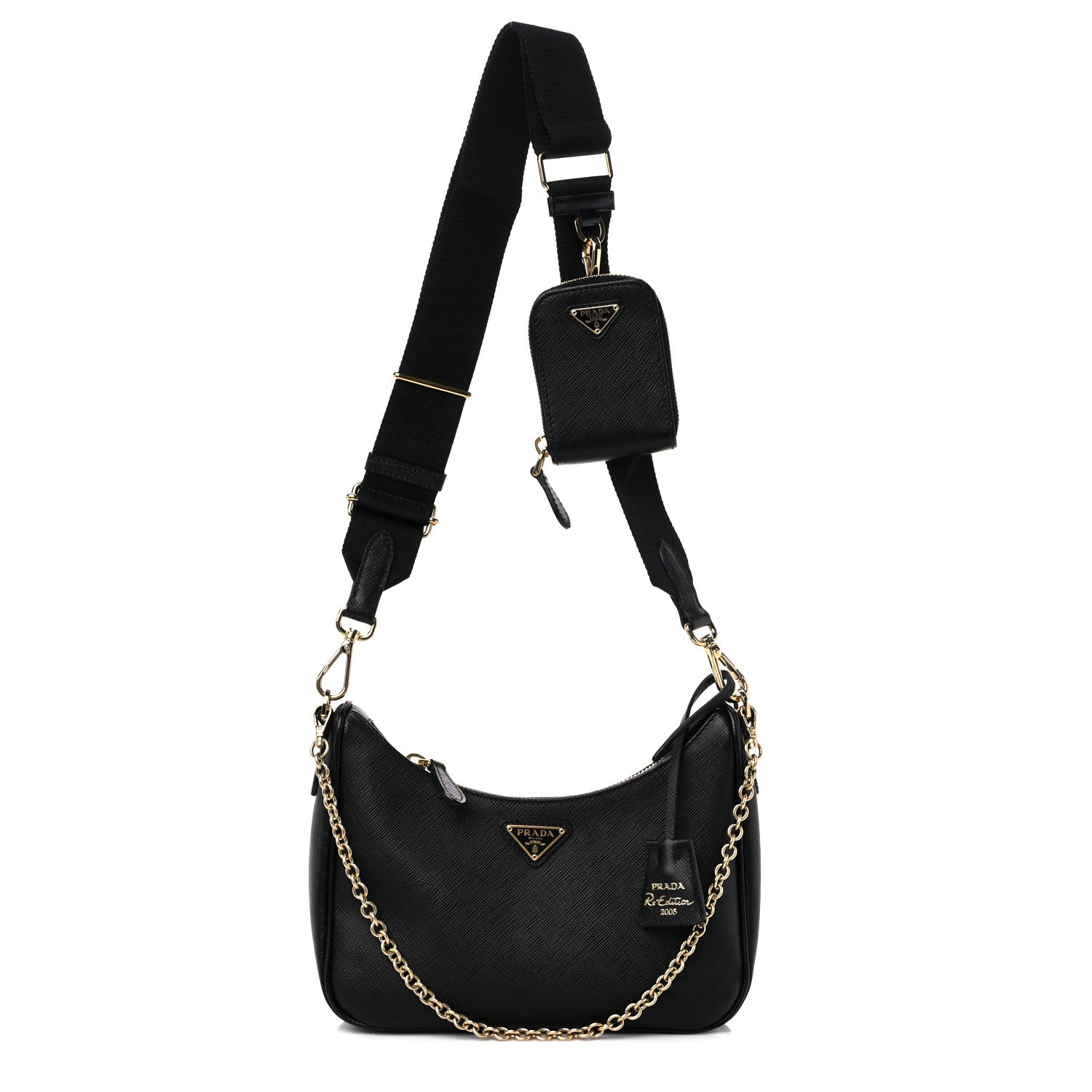 Prada Saffiano Lux Re-Edition 2005 Shoulder Bag Black 1 of 8