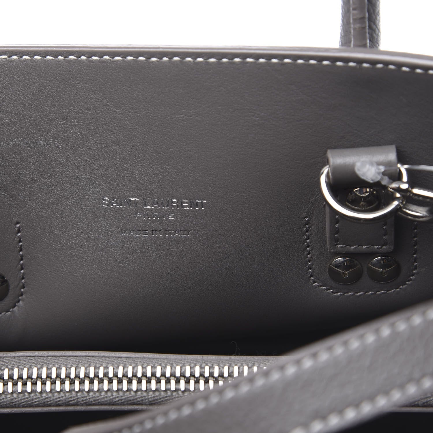 Saint Laurent Grained Calfskin Topstich Baby Sac De Jour Fog 7 of 13