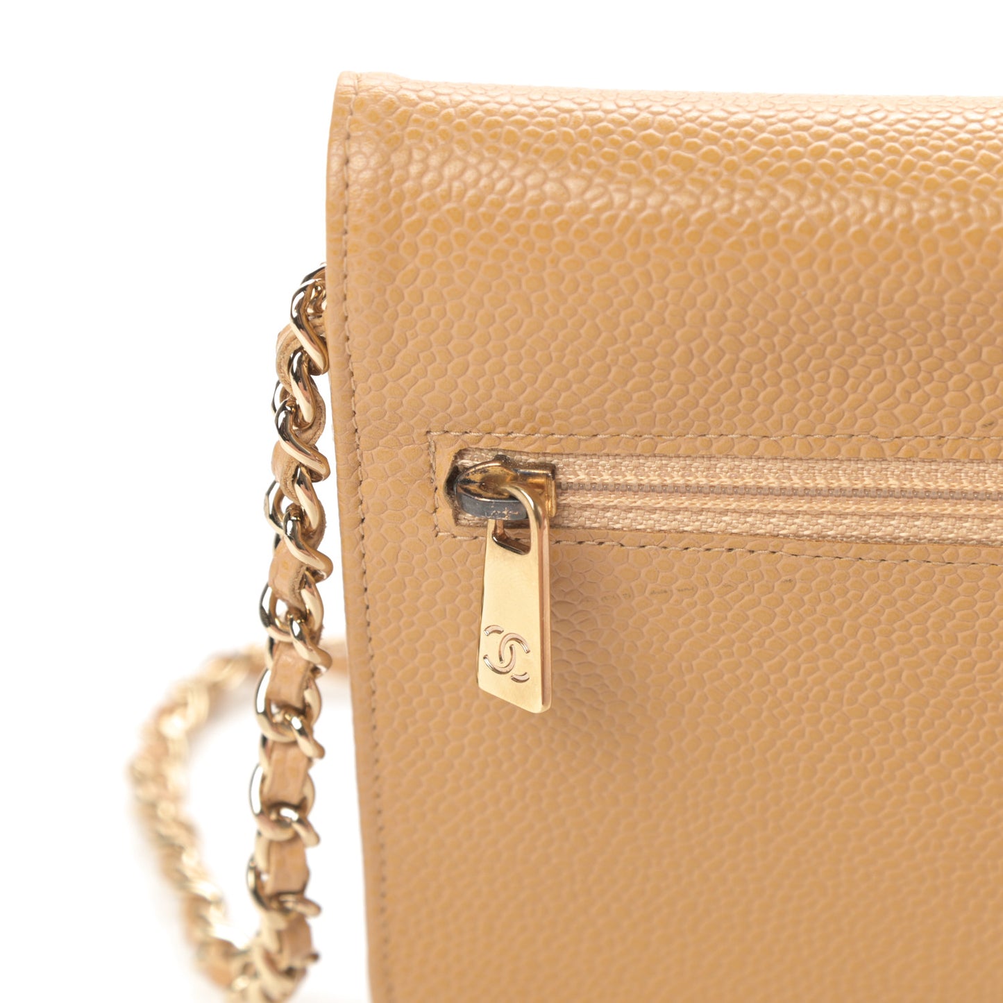 Caviar Timeless CC Wallet on Chain WOC Beige