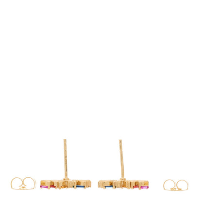 Suzanne Kalan 18K Yellow Gold Diamond Sapphire Ruby Frenzy Rainbow Stud Earrings 4 of 5