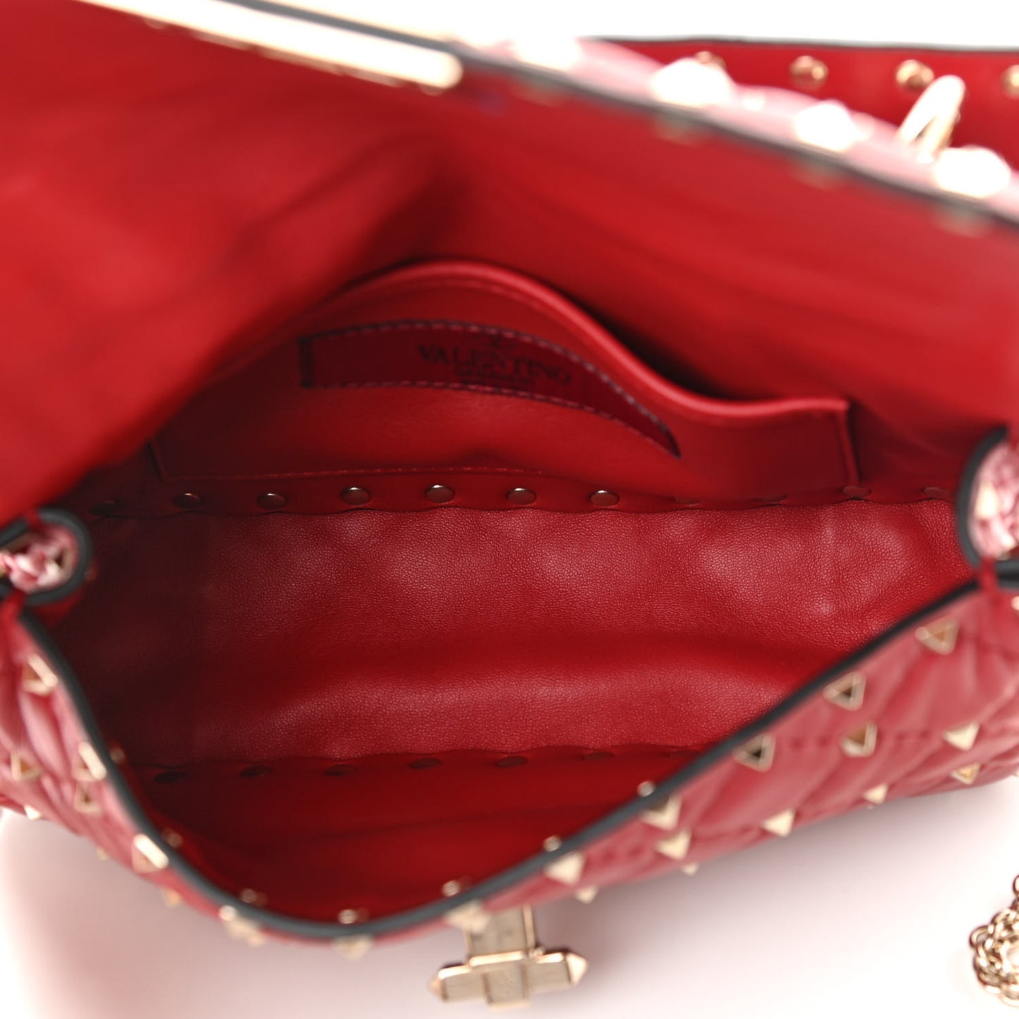 Nappa Small Rockstud Spike Shoulder Bag Rosso Valentino