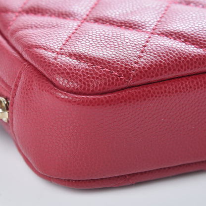Chanel Caviar Quilted Small Curvy Pouch Cosmetic Case Dark Pink 8 of 10