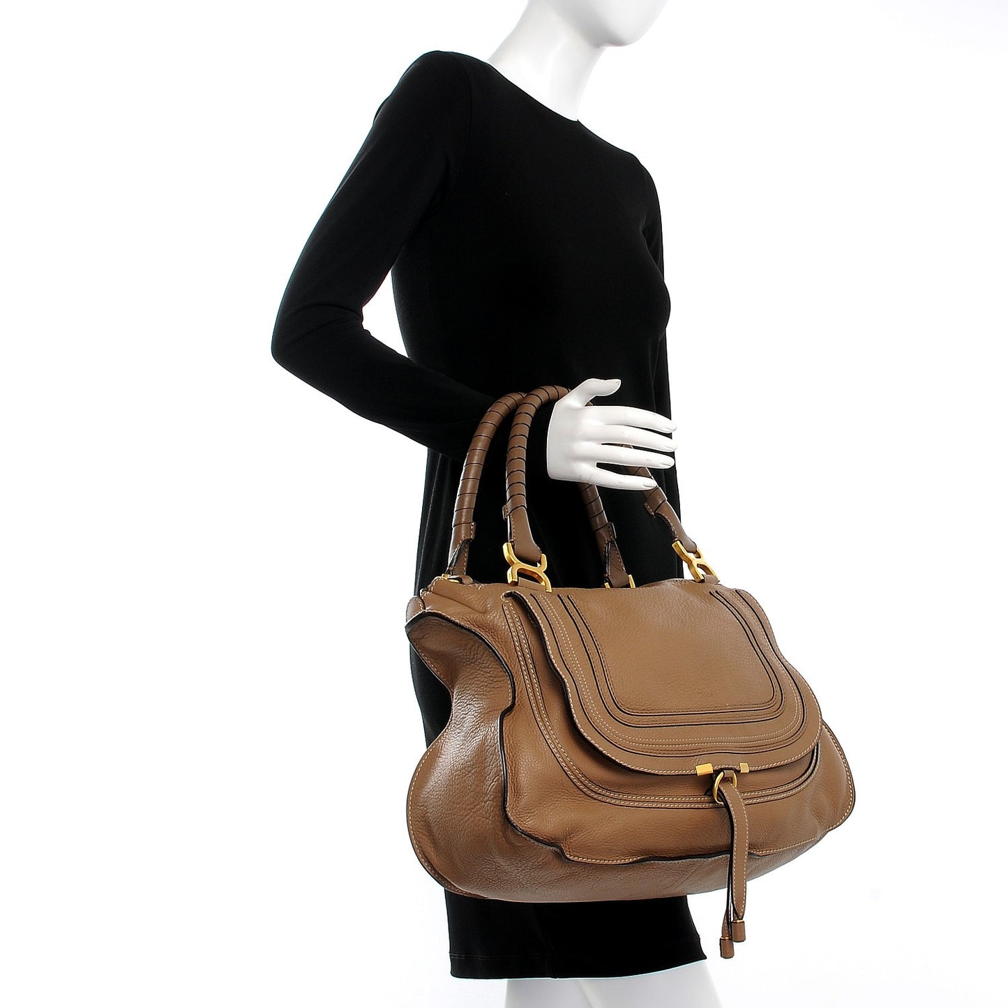 Calfskin Large Marcie Satchel Nut