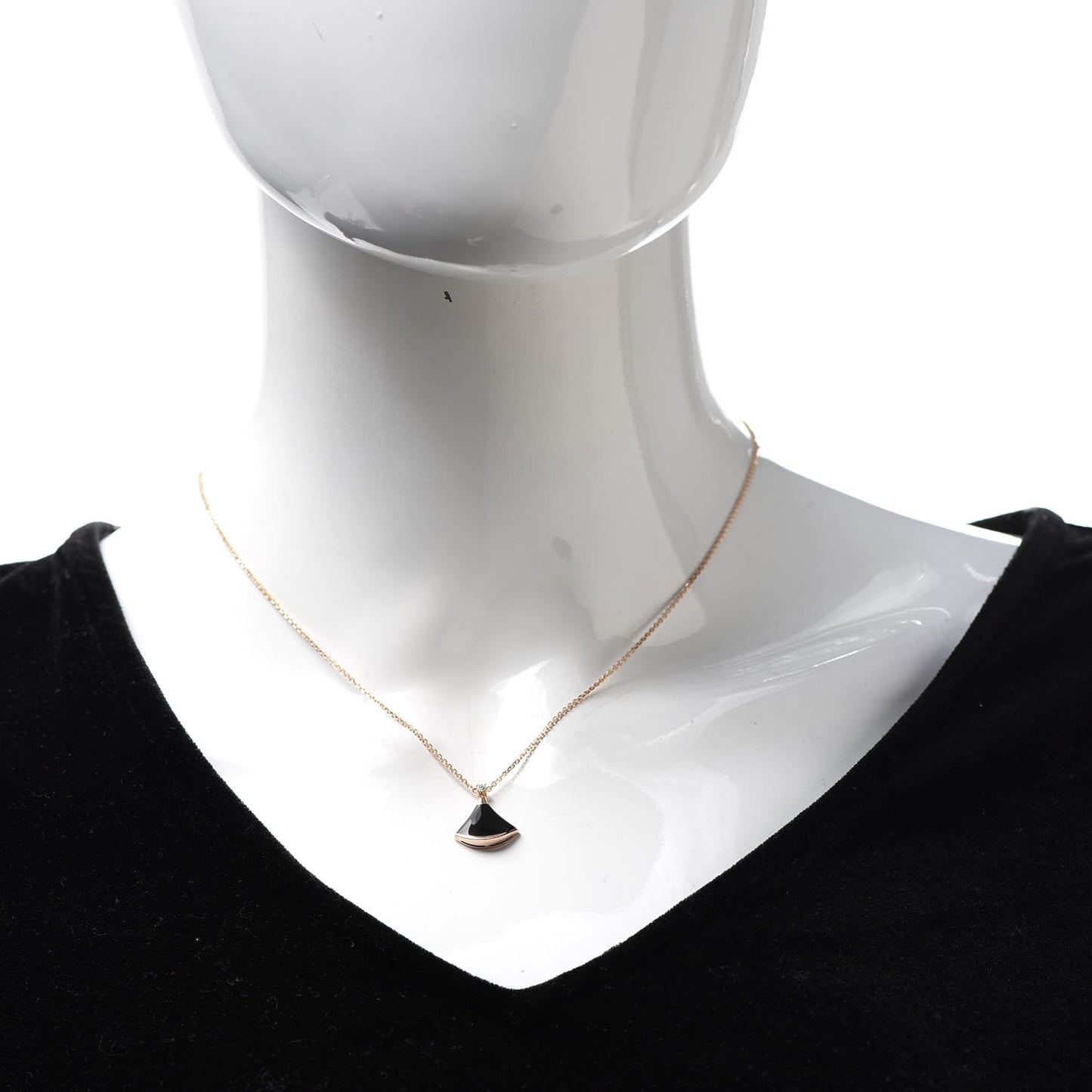 18K Rose Gold Diamond Black Onyx Divas' Dream Pendant Necklace