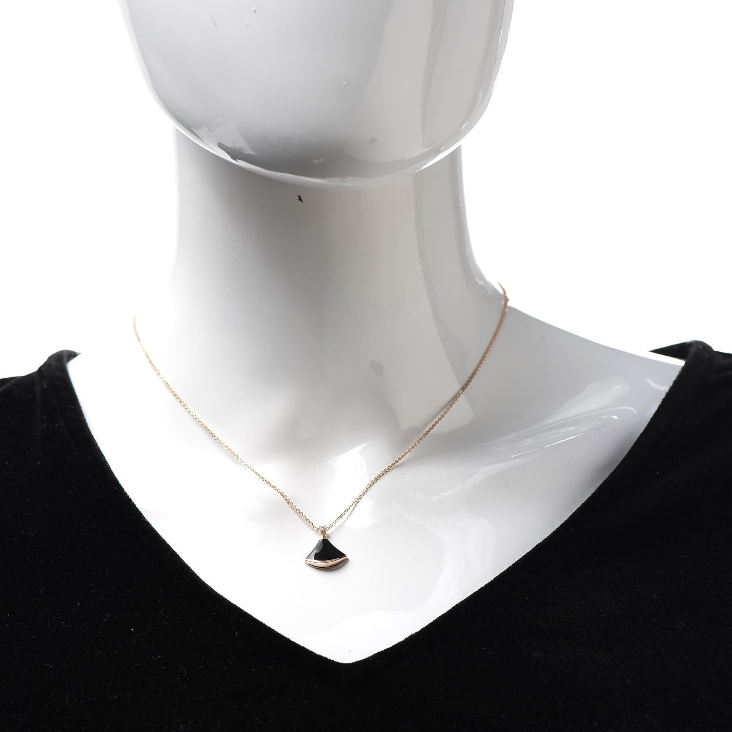 Bulgari 18K Rose Gold Diamond Black Onyx Divas' Dream Pendant Necklace 2 of 6
