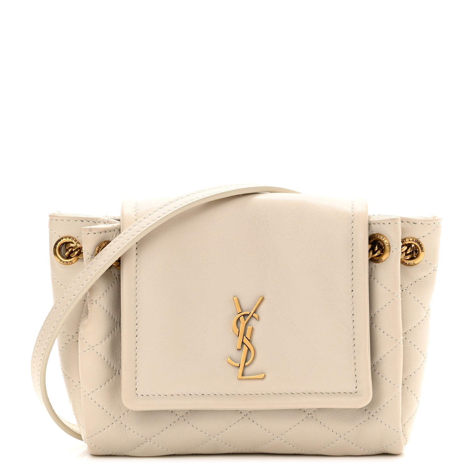 Saint Laurent Lambskin Quilted Monogram Mini Nolita Blanc Vintage 1 of 11