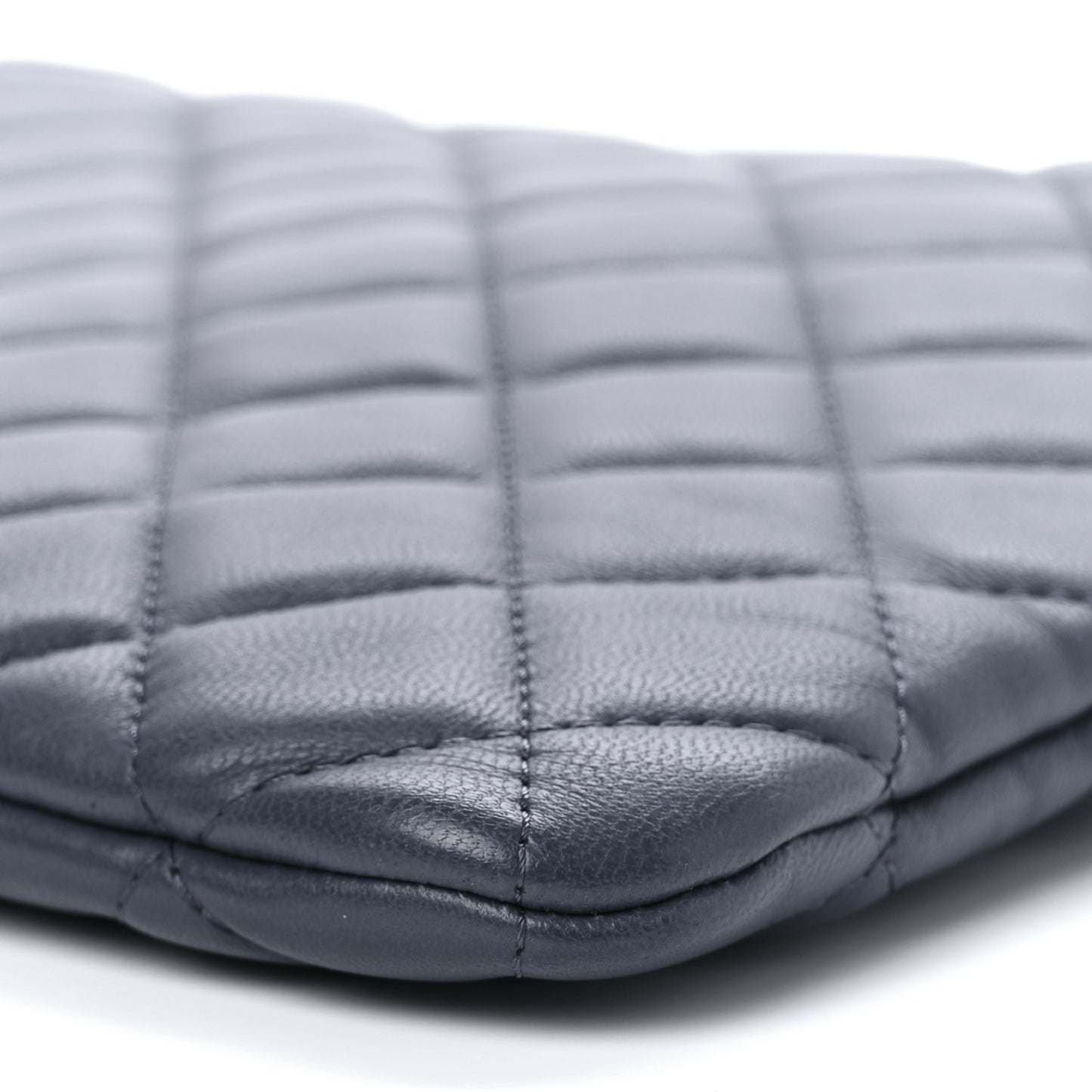 Lambskin Quilted Large Cosmetic Case Navy